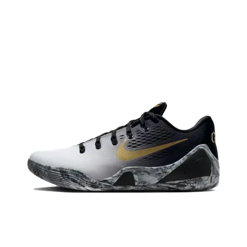 Nike Kobe 9 Slip Resistant Abrasion Resistant Low Топ Баскетбольные кроссовки Унисекс Черный белый