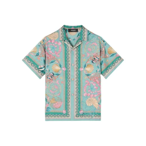 VERSACE Повседневная рубашка Barocco UNDERWATER зеленая детская