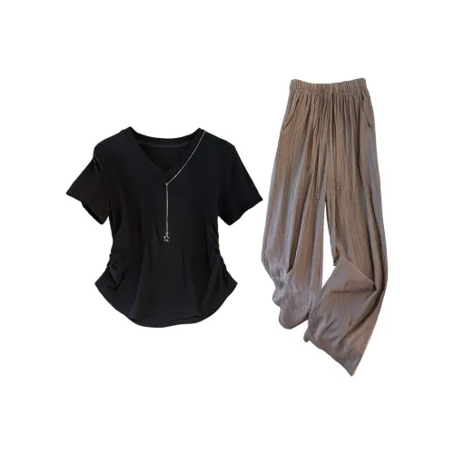 Cypress House Повседневный костюм женский черный + темно-серый зеленый