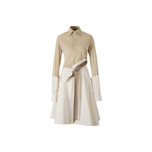 Maison Margiela Длинное платье с длинными рукавами женское светлый умбра