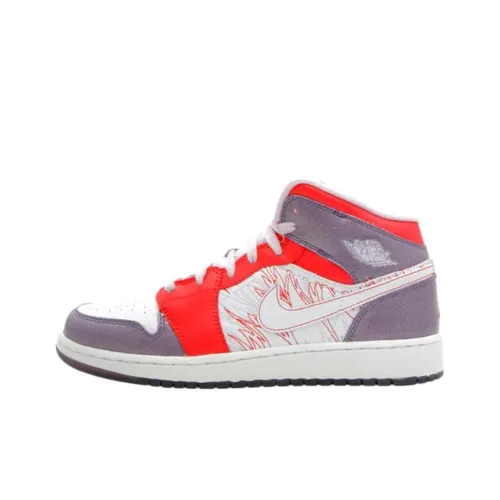 Jordan Air Jordan 1 MID Топ Баскетбольные кроссовки Женские Фуксия Белый