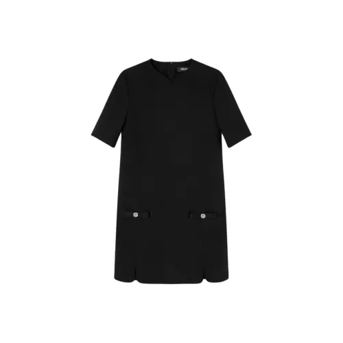 VERSACE Gianni Ribbon Короткий рукав Платье Женское Черное
