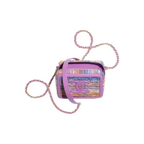 CHANEL Тканая вязаная ткань Коробка Сумка через плечо Женская Фиолетовая