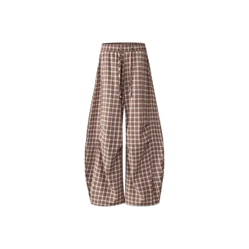 Wen Shan Повседневные брюки Женские Коричневый Полосы