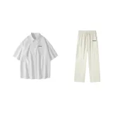 Белая рубашка + штаны цвета экрю