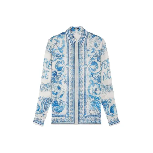 VERSACE Barocco UNDERWATER Рубашка Женская Синяя Белая