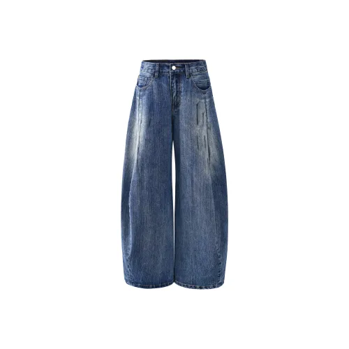 KM Dirty Окрашенные Синий Деним Унисекс Джинсы