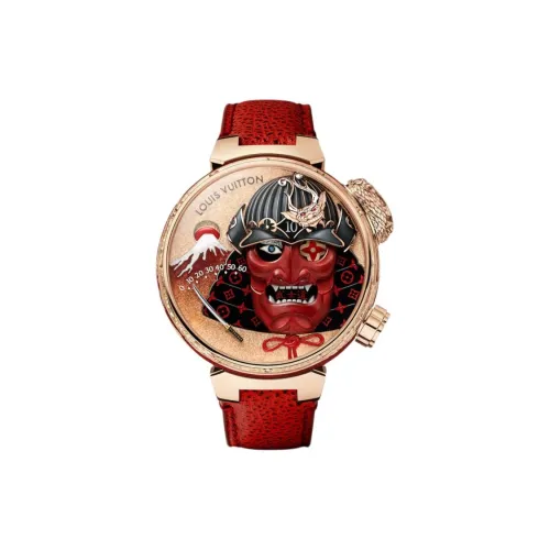 LOUIS VUITTON Механические часы с ручным заводом ремешок из коровьей кожи 46,8 мм розовое золото унисекс