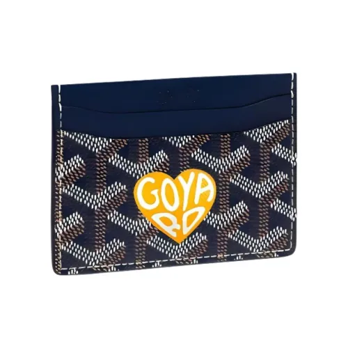 GOYARD Saint Sulpice Холст с кожей Собака's Teeth Картхолдер Картхолдер Унисекс Морской синий Желтый Маленькое сердце