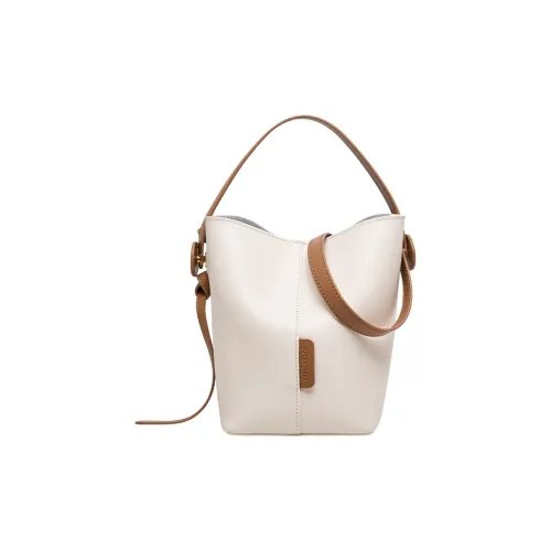 Joy Mario Коровья кожа ведрообразная сумка сумка через плечо женская экрю какао-коричневый