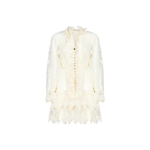 Zimmermann Бежевые Женские Длинные Платья с Рукавами