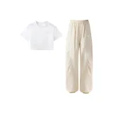 18942 Белый + 16371 Хаки [Быстросохнущий комплект с коротким рукавом]