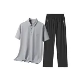 Комплект одежды (Светло-серая рубашка с коротким рукавом + черные штаны)