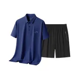 Комплект одежды (Темно-синяя рубашка с коротким рукавом + черные шорты)