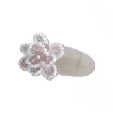 Розово-белый, цветочные бусины, овальная заколка «уточка»