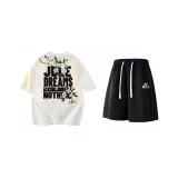 Комплект одежды (Белая футболка + Черные повседневные шорты)