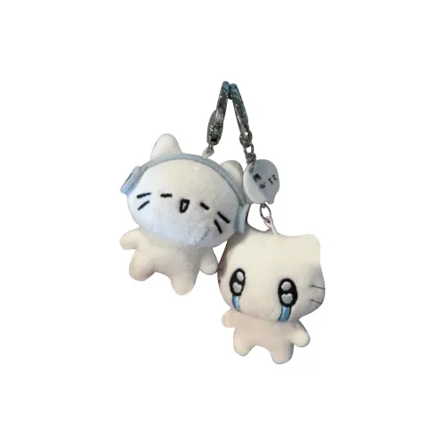 JINBANG Белый Котенок с наушниками Плачущий Котенок Мультяшный Украшение Куклы Плюшевый Брелок 6,5 см Высота