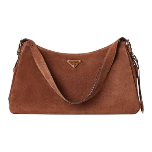 PRADA Сумка через плечо из коровьей кожи большая женская цвет какао-коричневый