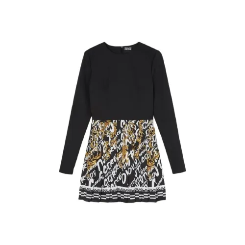 VERSACE Длинное платье с длинными рукавами женское черное