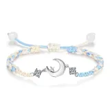 Браслет-шнурок "Звезда и Луна" - Синий