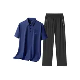 Комплект одежды (Темно-синяя рубашка с коротким рукавом + черные штаны)