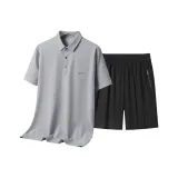 Комплект одежды (Светло-серая рубашка с коротким рукавом + черные шорты)