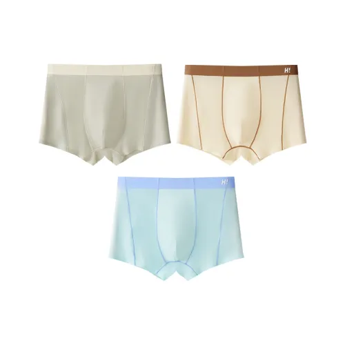 Хлопок, 3 шт. [Кремово-абрикосовый + Светло-серый + Бирюзовый], школьный возраст, трусы