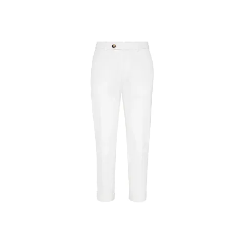 BRUNELLO CUCINELLI Белый Мужской Повседневный Брюки