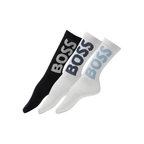 HUGO BOSS 3 шт Белый+Черный+Светло-фиолетовый Унисекс Колено высокие Носки