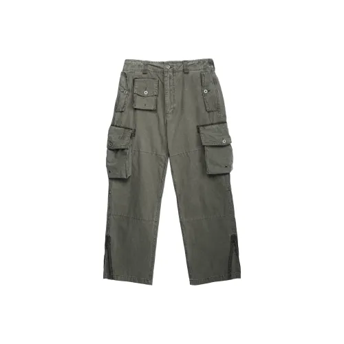 NEIGBORL Коричнево-зеленые унисекс брюки с карманами