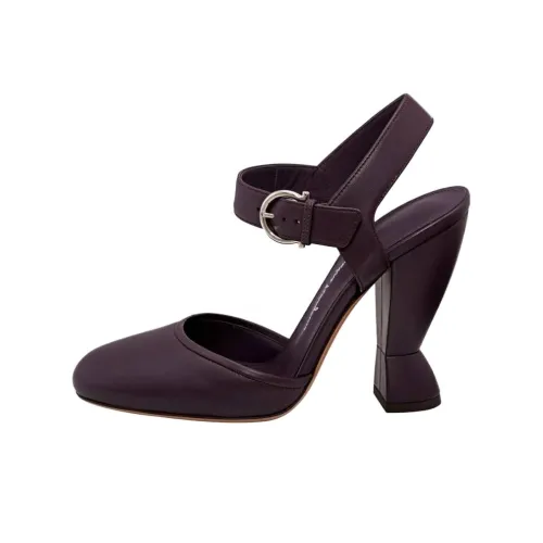 Ferragamo Salvatore Gazania Грубый каблук Высокие каблуки 10 см Женские Фиолетовый