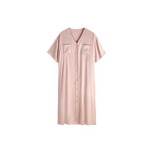 Xuan Liang 63887 Розовое шампанское Длина до голени Длина Женские Ночные сорочки