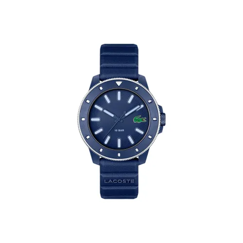 LACOSTE Мужские часы Кварцевый механизм Силиконовый ремешок 43 мм Синий циферблат