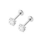 1 пара [4 мм циркон + 8 мм барная стойка длина (размер в длину)] Медицинский стандарт титановый сплав серьги-гвоздики