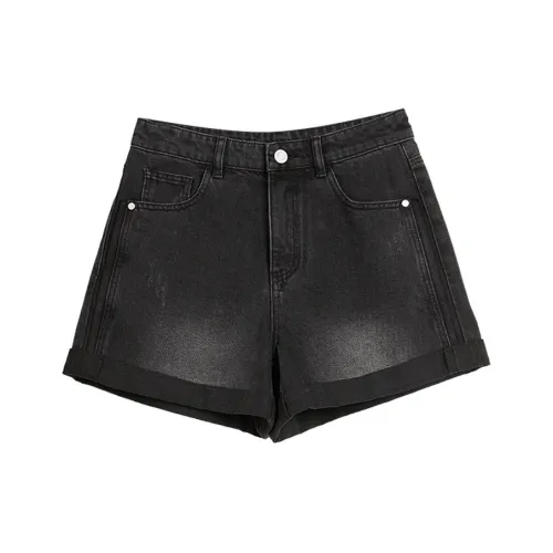 ELLE Темно-серые Женские Джинсовые Шорты