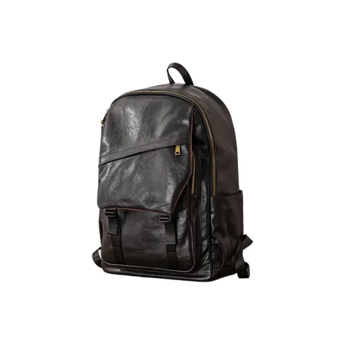 Back Step Рюкзак из натуральной коровьей кожи стандартный мужской черный