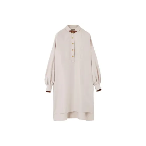 Loro Piana Серо-фиолетовые Женские Длинные Платья с Рукавами