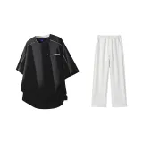 Комплект одежды (Черная футболка + Белые штаны с серым фотинией, повседневные штаны)