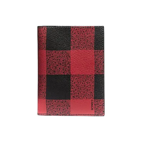 COACH Покрытый холст клатч кошелек с держателем для паспорта мужской красный черный антикварный никель