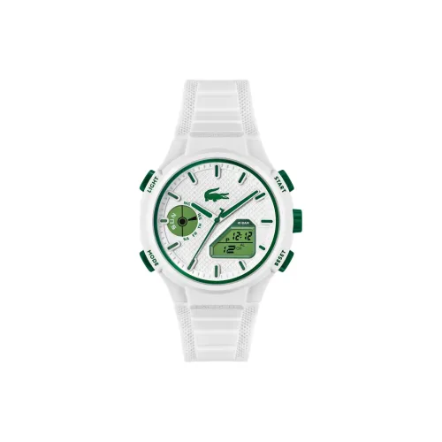 LACOSTE Мужские часы Кварцевый механизм Силиконовый ремешок 45 мм Белый циферблат