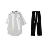 Комплект одежды (Белая футболка + Черные повседневные штаны)