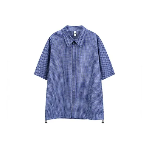 KEIRANDUN Синяя клетка Унисекс Рубашки