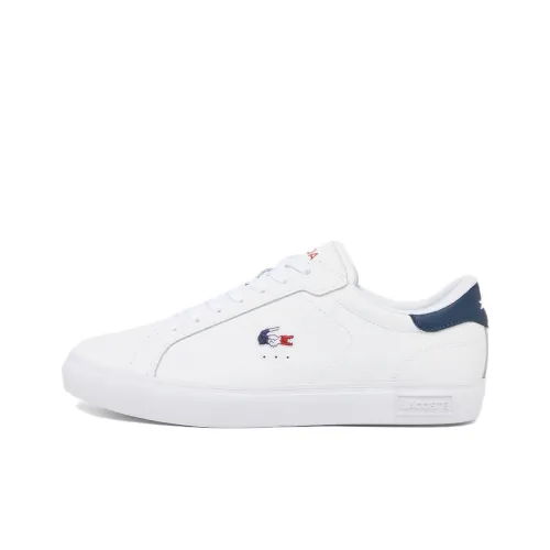 LACOSTE Powercourt Slip-resistant Abrasion-resistant Low Top Skateboard Shoes Men's White Blue
