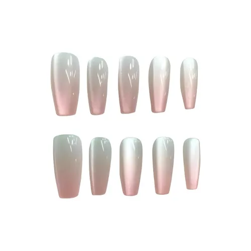 JIXUAN Кошачий глаз Розово-синий Elegance Brightening False Nail Длинный Розовый Градиентный Новый китайский стиль