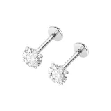 1 пара [3 мм циркон + 8 мм барная стойка длина (размер в длину)] Медицинский стандарт титановый сплав серьги-гвоздики