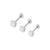 1 пара [3 мм циркон + 6 мм барная стойка длина (размер в длину)] Медицинский стандарт титановый сплав серьги-гвоздики