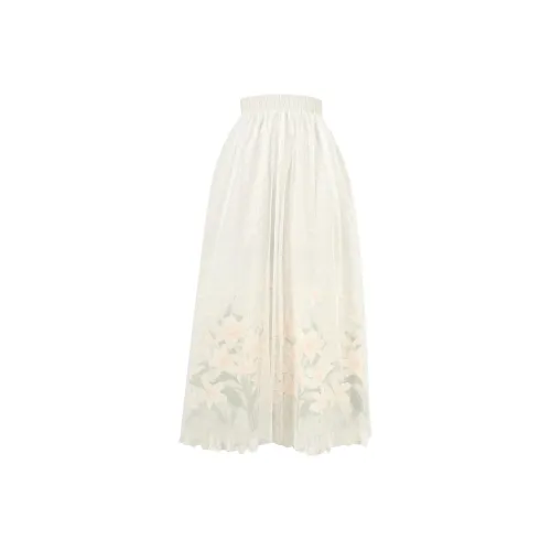 Snbl Абрикос Женские Повседневные Длинные Юбки