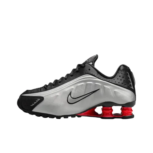 nike Shox R4 Slip Resistant Abrasion Resistant Низкий Топ Повседневные Беговые кроссовки Женские Серебряный Черный