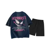 Темно-синий топ, черный низ