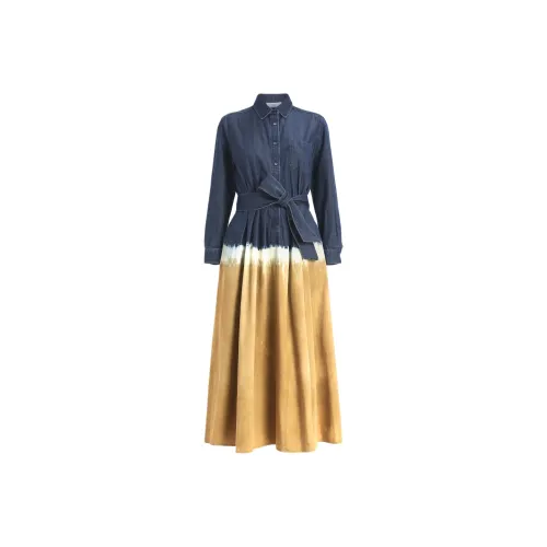 WEEKEND MaxMara Полночный синий Женские Длинные Платья с Рукавами